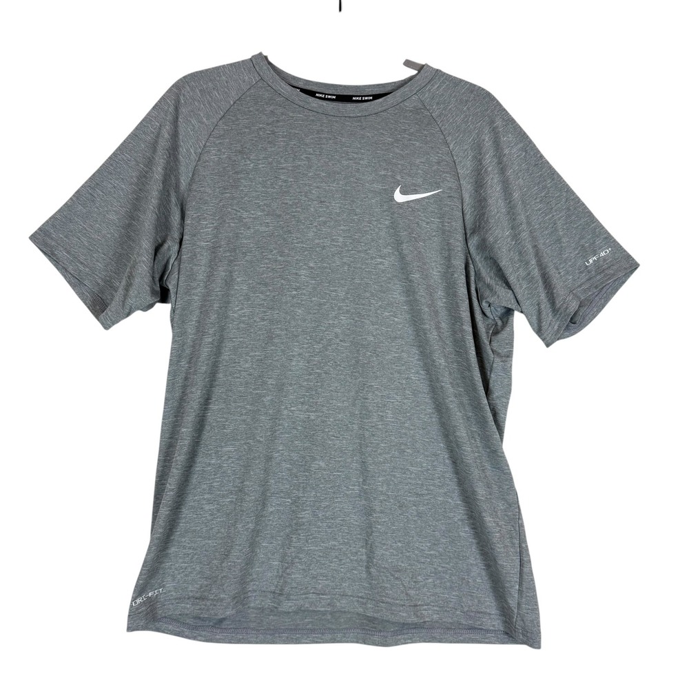 Nike Swim Dri-FIT Shirt Mens L Gray Short Sleeve UPF 40+ Athletic Tee Top